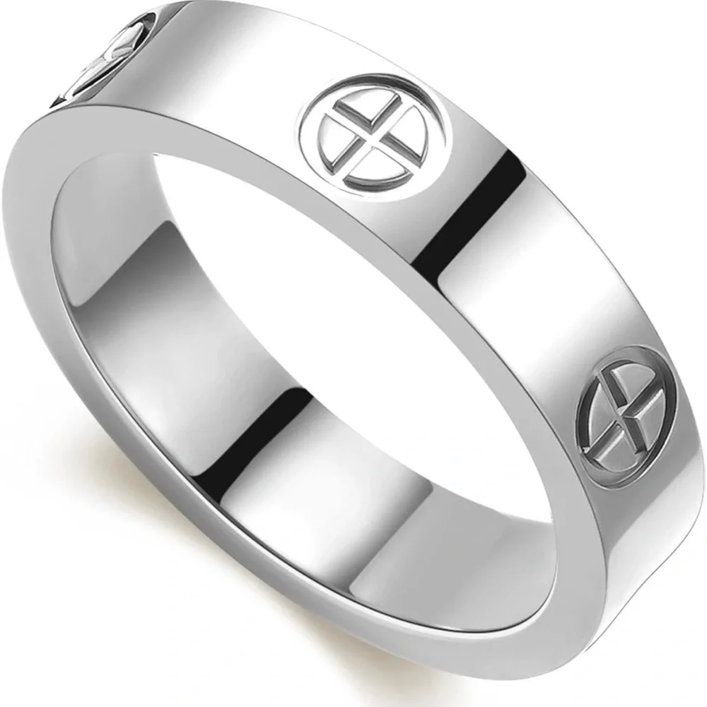 Classic Cross Silver Ring Stainless Steel Waterproof